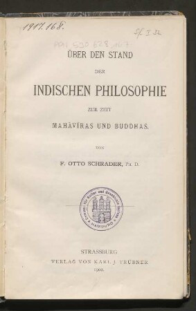 Über den Stand der indischen Philosophie zur Zeit Mahāvīras und Buddhas