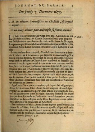 Journal du palais, ou recueil des principales décisions de tous les parlemens & cours souveraines de France, 3. 1673