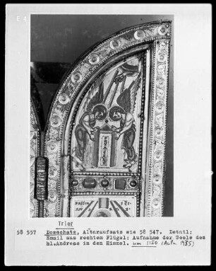 Andreas-Triptychon mit Szenen aus dem Leben des Heiligen — Szenen aus dem Leben des Heiligen Andreas — Aufnahme der Seele des heiligen Andreas in den Himmel