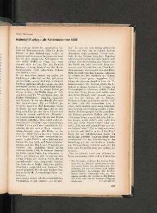 Heinrich Rantzau als Kolonisator vor 1600.