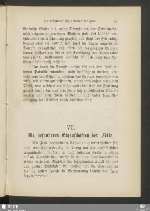 VII. Die besonderen Eigenschaften der Fette