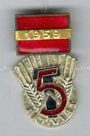Medaille zum Ehrentitel "Aktivist des Fünfjahrplanes" mit der Jahreszahl 1959, DDR