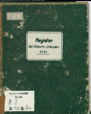 Zivilstandsregister der Munizipalität Werne (G 1813). (Gemeinde: Werne, Kreis Lüdinghausen)