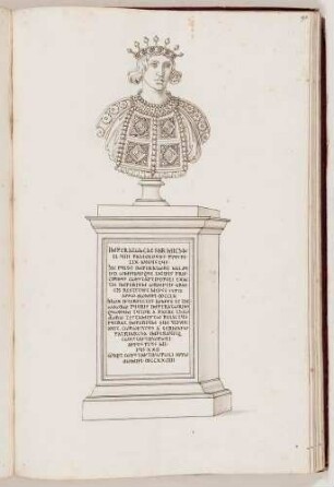 Bildnisbüste des byzantinischen Kaisers Michael VIII., in: Series continuata omnium Imperatorum [...], Bd. 3, Bl. 91