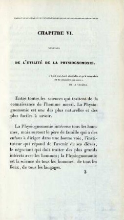 Chapitre VI. De l'utilité de la Physiognomonie