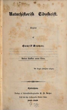 Naturhistorisk Tidsskrift. 2. 1846/49