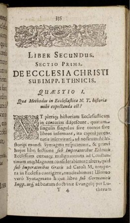 Sectio Prima. De Ecclesia Christi Sub Impp. Ethnicis.