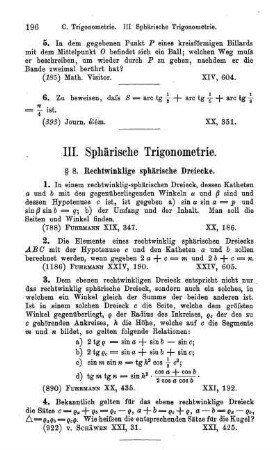 § 8. Rechtwinklige sphärische Dreiecke (4).