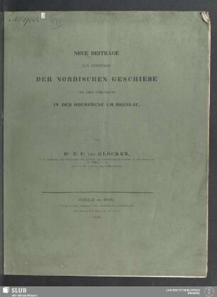 [Nachtr.]: Neue Beiträge zur Kenntniss der nordischen Geschiebe und ihres Vorkommens in der Oderebene um Breslau