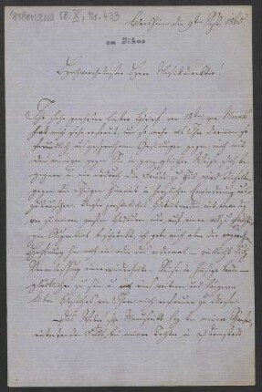 Brief an Friedrich Wilhelm Jähns : 09.09.1865