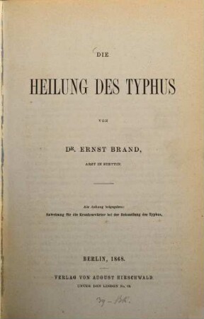 Die Heilung des Typhus