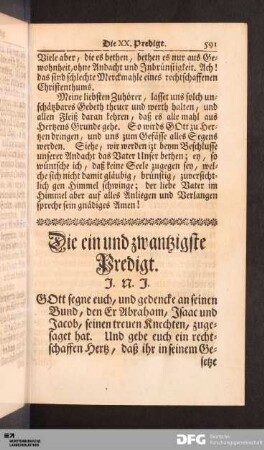 Die ein und zwantzigste Predigt.