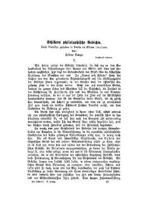 Schillers philosophische Gedichte : sechs Vorträge, gehalten in Berlin im Winter 1885/1886 ; V.