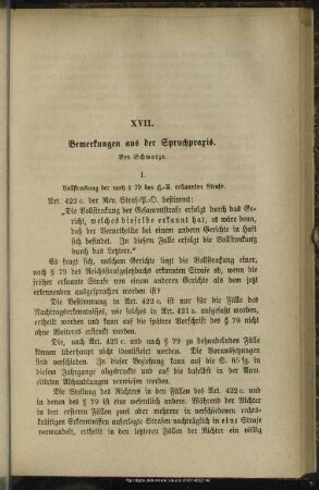 XVII. Bemerkungen aus der Spruchpraxis