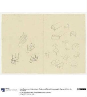 Möbelskizzen, Tische und Stühle (Möbelentwürfe, Diverses)