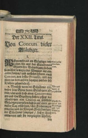 Der XXII. Titul. Von Concurs vieler Gläubiger.