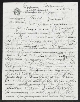 Brief von Fritz Brehmer an Gerhart Hauptmann