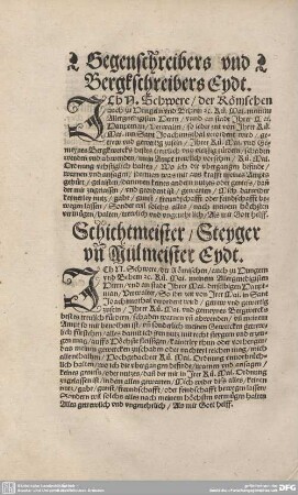 Gegenschreibers und Bergkschreibers Eydt.