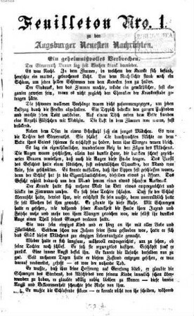 Augsburger neueste Nachrichten. Feuilleton zu den Augsburger neuesten Nachrichten. 1869