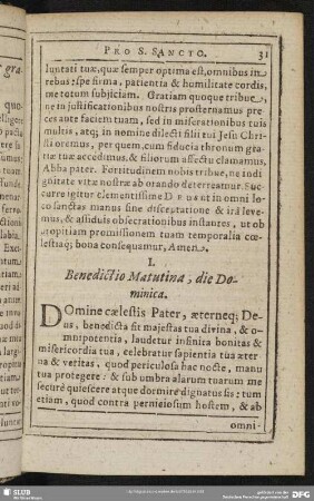 Benedictio Matutina, die Dominica