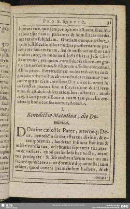 Benedictio Matutina, die Dominica