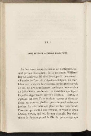 XVII Vases antiques. - Parodie dramatique.