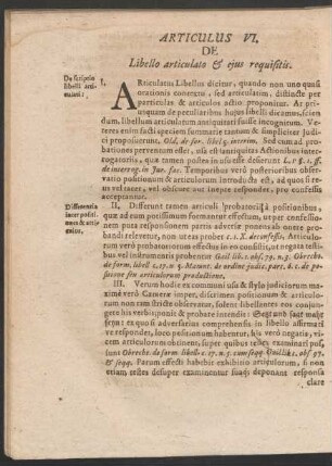 Articulus VI. De Libello articulato & eius requisitis.