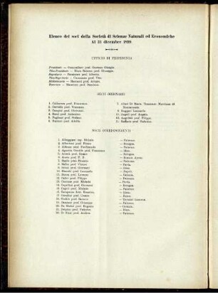 Elenco dei soci della Sosieta di Scienze Naturali ed Economiche Al 31 dicembre 1899.