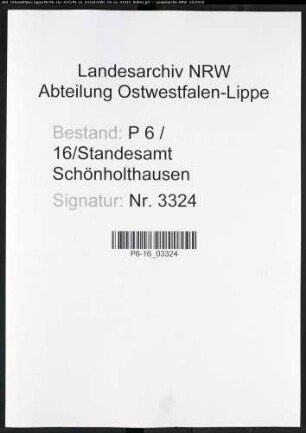 Sterberegister Standesamt Schönholthausen