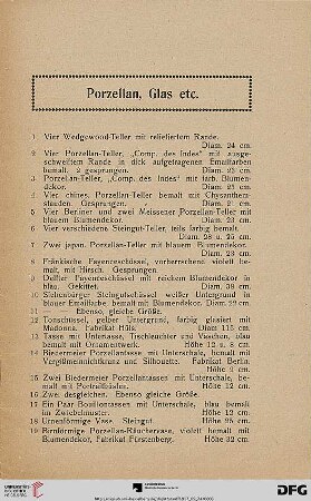 Porzellan, Glas etc. (Nr. 1-63)