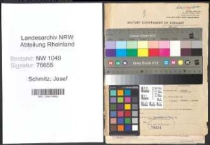 Entnazifizierung Josef Schmitz , geb. 19.10.1896 (Arbeiter)