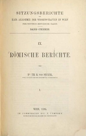 Römische Berichte, 1