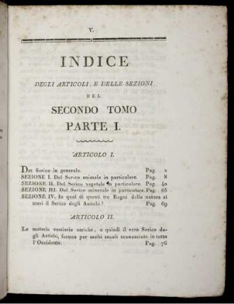 Indice Degli Articoli, E Delle Sezioni Del Secondo Tomo