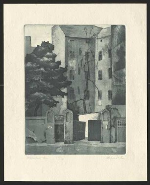 Radierung "Altberliner Haus" (1982) von Detlef Olschewski