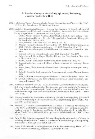 2. Stadtforschung,-entwicklung, -planung; Sanierung (einzelne Stadtteile s.II.6)