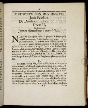 De Divisionibus Feudorum. Decas II.