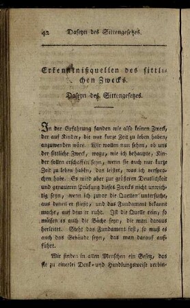 Erkenntnißquellen des sittlichen Zwecks.