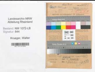Entnazifizierung Walter Krueger , geb. 08.01.1902 (Lehrer)