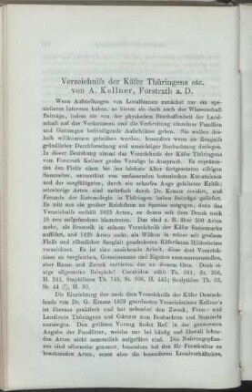 Verzeichniss der Käfer Thüringens etc.
