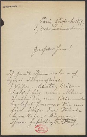 Brief an B. Schott's Söhne : 09.09.1897