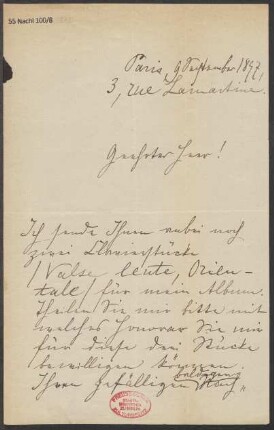 Brief an B. Schott's Söhne : 09.09.1897