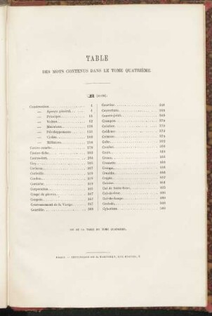 Table des mots contenus dans le tome quatriéme.