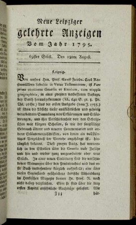 69stes Stück. Den 28ten August.