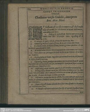 Caput Trigesimum Octavum. Chaldaica versio Onkelos, interprete Ben. Aria Mont.