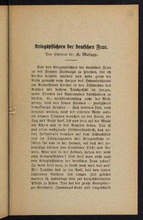 25-45, Kriegspflichten der deutschen Frau