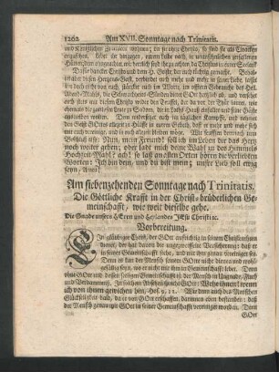 Am siebenzehenden Sonntage nach Trinitatis