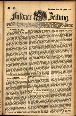 Ausgabe vom Samstag, den 25. Juni 1881.