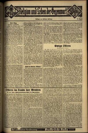 Zweite Ausgabe vom Sonntag, den 21. April 1935.