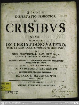 Dissertatio Semiotica De Crisibus