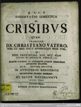 Dissertatio Semiotica De Crisibus